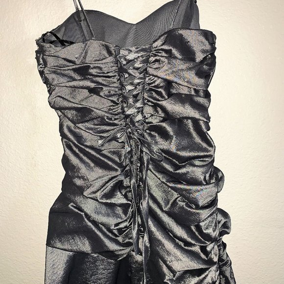 Holiday Party Dress Cindy U.S.A. Silver Metallic Dress - Picture 3 of 4